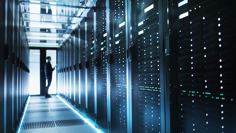 Man in datacenter