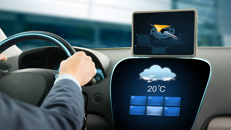 Weather data shown on car´s dash board