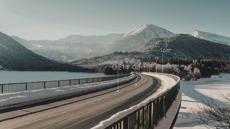 Winter road with data points
