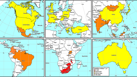Lightning around the world