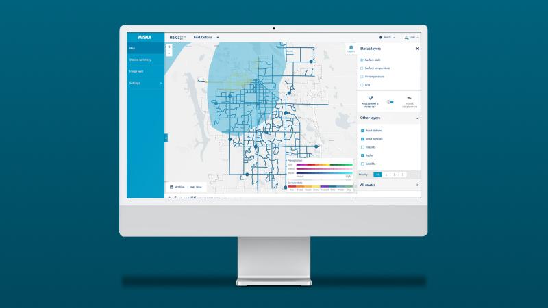 Vaisala road network weather data and insights on a monitor