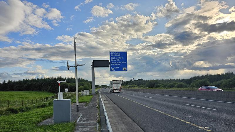 Road weather station next to road in Ireland