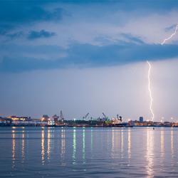 Lightning at sea